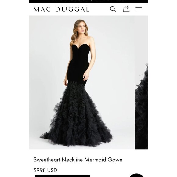 Mac Duggal Stunning Black Gothcore tulle strapless dress size 2 NWT 67420 DK FAI - Picture 6 of 9